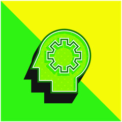 Brain Process Green and yellow modern 3d vector icon logo