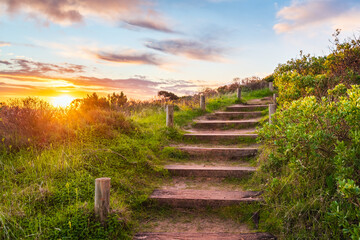Stairs uphill at sunset, Hallett Cove, SA