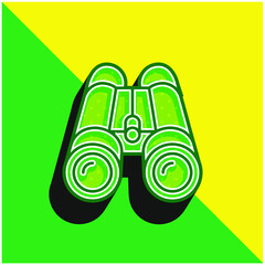 Binoculars Green and yellow modern 3d vector icon logo