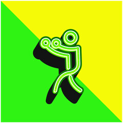 Boxing Stick Man Green and yellow modern 3d vector icon logo