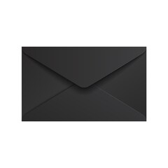 Realistic black envelope. Closed envelope mockup isolated on white background, folded letter. Vector illustration