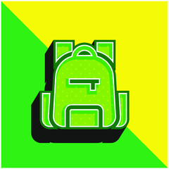 Backpack Green and yellow modern 3d vector icon logo