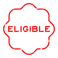 Grunge red eligible word rubber seal stamp on white background