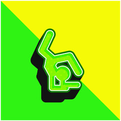 Artistic Gymnast Silhouette Green and yellow modern 3d vector icon logo