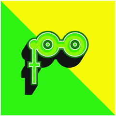 Binoculars Green and yellow modern 3d vector icon logo