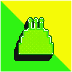 Birthday Cake Green and yellow modern 3d vector icon logo