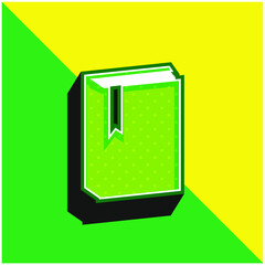 Book With Marker Green and yellow modern 3d vector icon logo