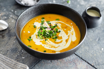 Autumn soup with pumpkin and ginger - 459480777