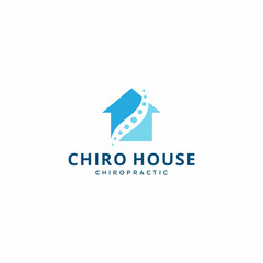 Creative modern minimalist house with chiropractic sign logo design template 