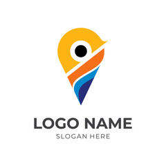 pin logo design template concept vector with flat colorful style