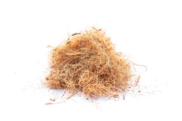 Coconut fiber texture on a white background.