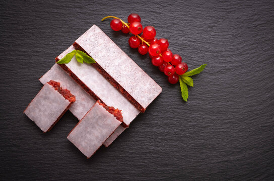 healthy berry sweets and ripe currant sprig