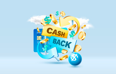 Cash back service, financial payment label. Vector