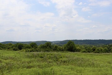 The countryside landscape horizon on a sunny day.