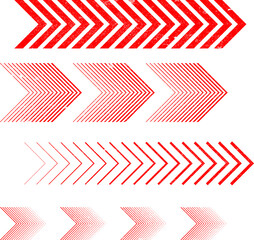 Fototapeta premium Grunge textured sideways Set . Linear signs collection. Arrow Design .four elements for your design.Striped direction. vector illustration