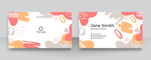 Modern vector collages with hand drawn organic shapes, textures and graphic elements for business card .Trendy contemporary clean and simple business card
