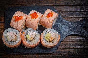 Sushi- delicious asian. Fastfood- restaurant concept