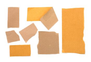 collection of various vintage note papers isolated on a white background