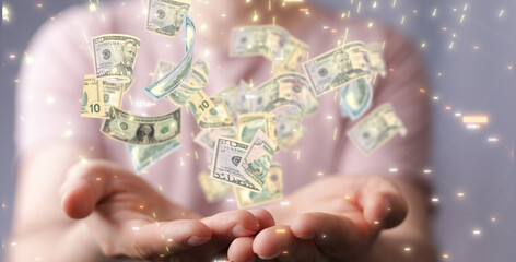 capital euro money rain isolated black background 3d.