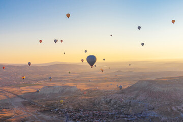 Hot air balloons in the sky of Cappadocia, Turkey