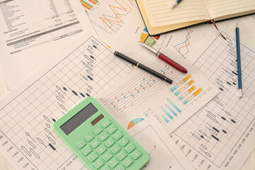 Naklejka na ściany i meble business report graph or charts investment analysis, finance concept