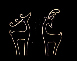 Decoration LED lights for the Holiday season in the shape of raindeer