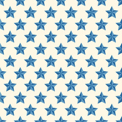Vector seamless geometric star patterns - xmas design. Repeatable blue christmas background - retro style. Creative trendy endless print