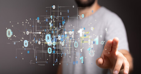 Connecting lines and dots.Big data visualization