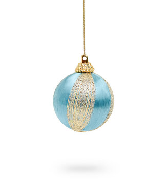 blue Christmas ball is isolated on a white background