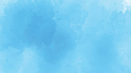 Grunge ink canvas for vintage text design, card, template. Wet effect turquoise shades watercolor background. Paper textured creative aquarelle paint light sky blue color hand drawn frame illustration