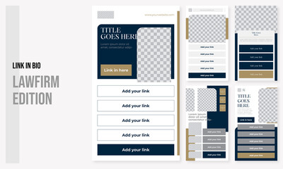 Set of editable social media instagram link in bio law firm, bio link lawyer, attorney with elegant design vector template ai & eps 10