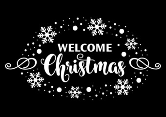  Christmas calligraphy lettering winter design on black background.