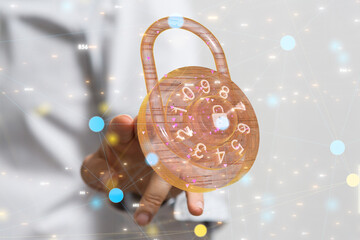 Security Shield concept, data protection. Shield with dots and lines connectio