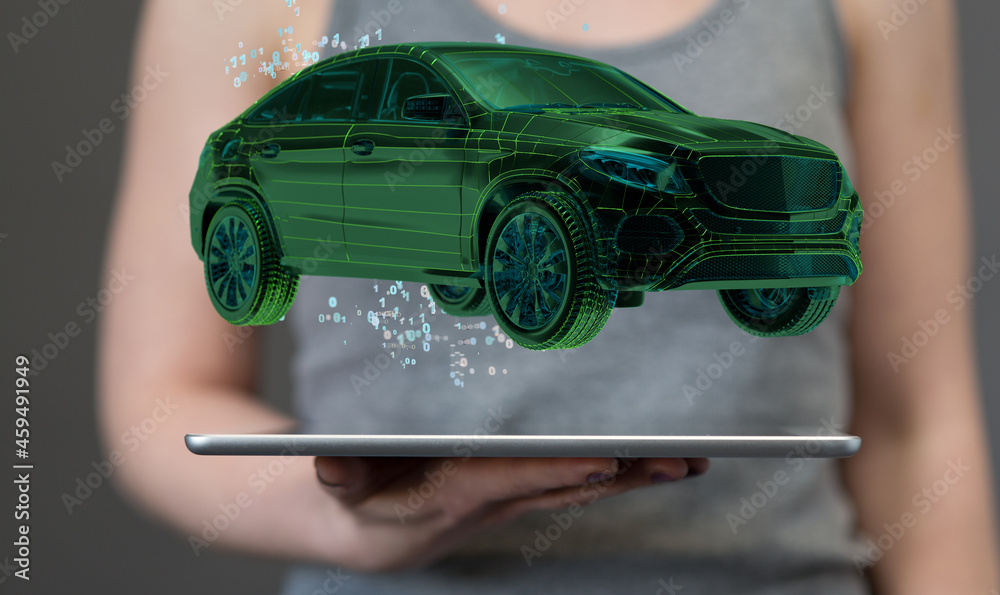 Poster iot smart automotive driverless car with artificial