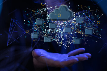 data Internet infrastructure concept. Abstract technology background. 3D rendering.