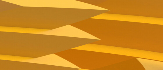 Abstract Waves background. Origami Paper and futuristic illusions Geometry shapes with Curves Digital Graphic on Yellow. banner, copy space - 3d rendering