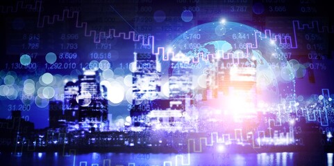 Global financial markets concept with graphs