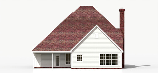 Render of a classic American country house. 3d illustration.