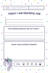 Unicorn gratitude journal for children, small journals for writing, happy moment