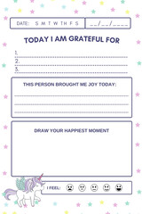 Unicorn gratitude journal for children, small journals for writing, happy moment