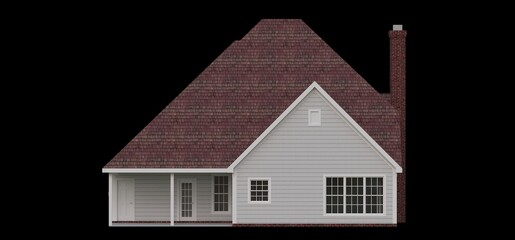 Render of a classic American country house. 3d illustration.