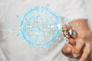 Artificial Intelligence Cloud technology. Integrated digital web concept background