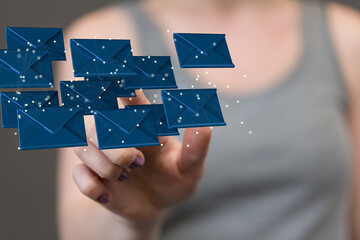 flying email icon and web flying