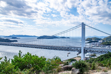 美しい瀬戸大橋と松の風景　岡山県倉敷市 The view of Seto Ohashi bridge at Setonaikai, Inland Sea of Japan, in Kurashiki city, Okayama pref. Japan 