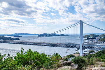 瀬戸大橋と松の風景　岡山県倉敷市 The view of Seto Ohashi bridge at Setonaikai, Inland Sea of Japan, in Kurashiki city, Okayama pref. Japan 
