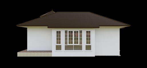 Old house in Victorian style. Illustration on black background. Species from different sides. 3d rendering.