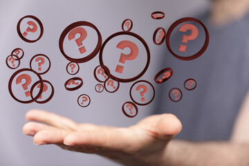 Question mark and concept of science and technology.