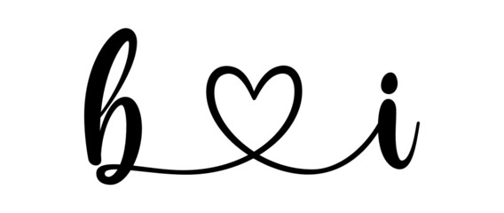bi, ib, letters with heart Monogram, monogram wedding logo. Love icon, couples Initials, lower case, connecting HEART, home decor,