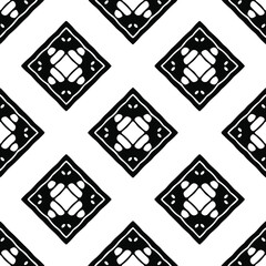  Flower geometric pattern. Seamless vector background. White and black ornament. Ornament for fabric, wallpaper, packaging. Decorative print.