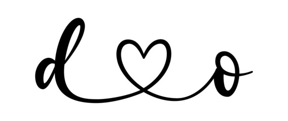 do, od, letters with heart Monogram, monogram wedding logo. Love icon, couples Initials, lower case, connecting HEART, home decor,